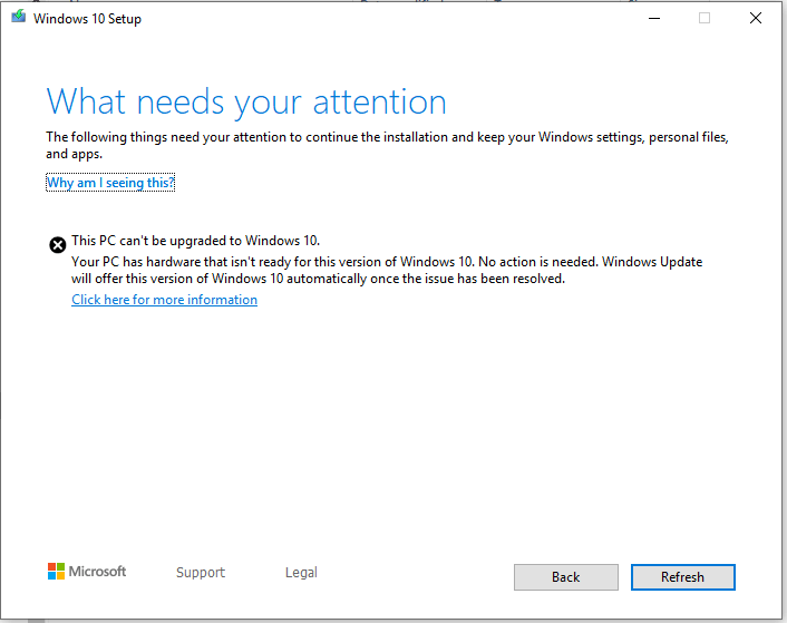 Windows Upgrade error