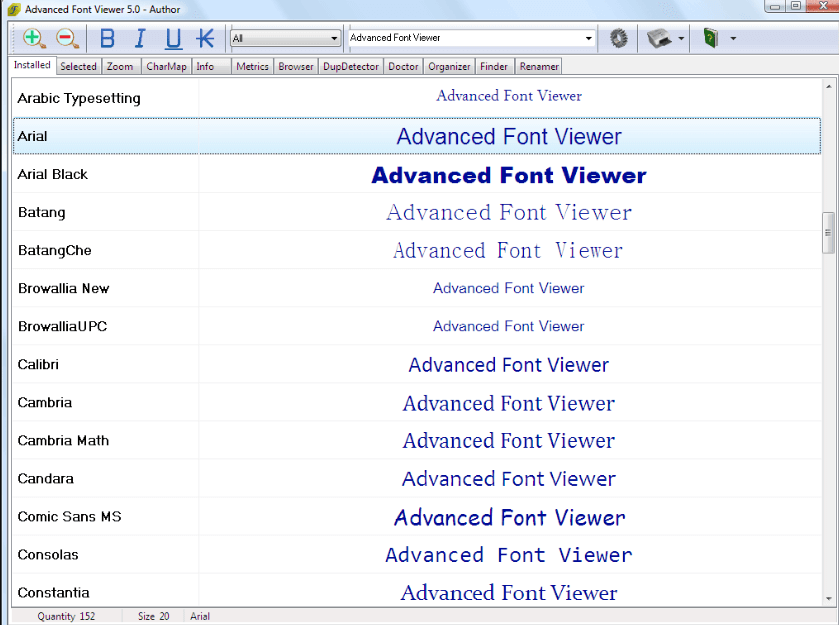 Advanced Font Viewer - Windows 10 free fonts