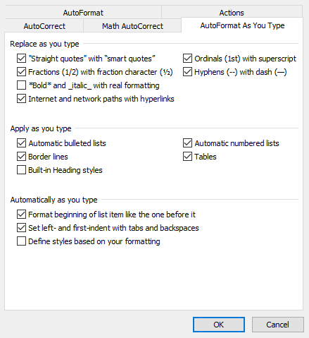 AutoFormat As You Type tab how to turn off auto numbering in word/ excel/ google docs
