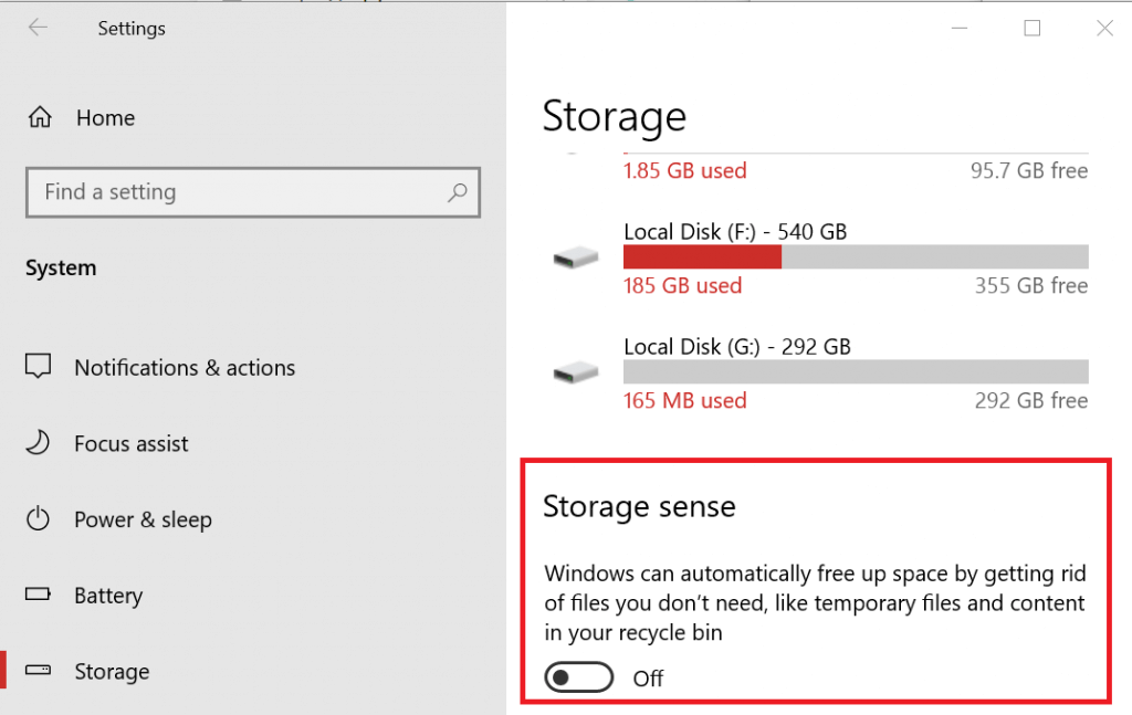 Windows 10 free up space stuck