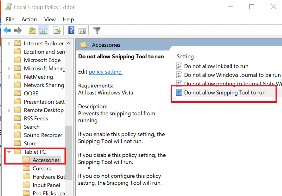 snipping tool blocked by software restriction policy