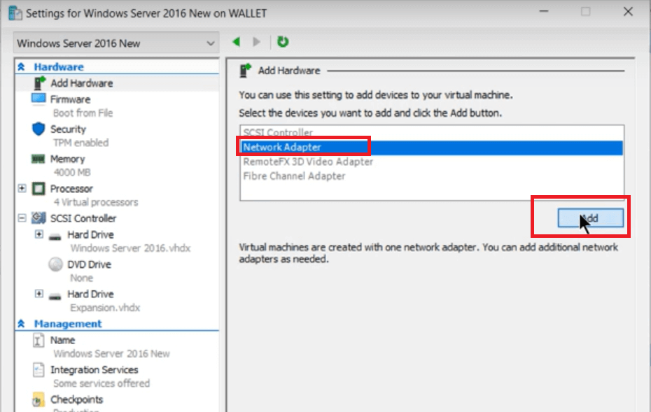 How to Add a Network Adapter in Hyper V