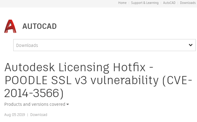 Licensing hotfix - Fatal error AutoCAD