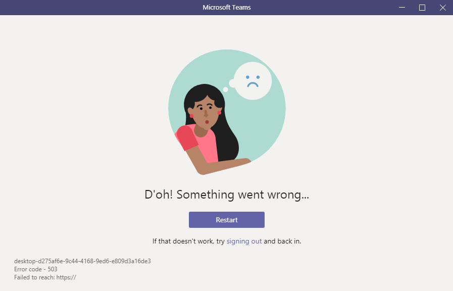 check for service issues Microsoft Teams error code 503 