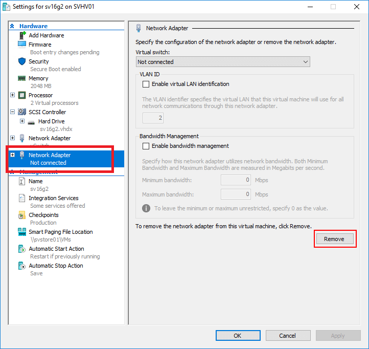 Windows 10 Hyper-V にネットワーク アダプターを追加する