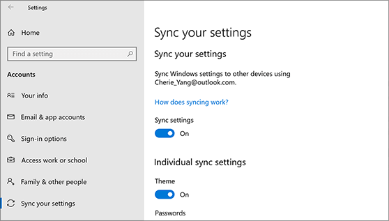 Sync settings option backgroundtransferhost.exe
