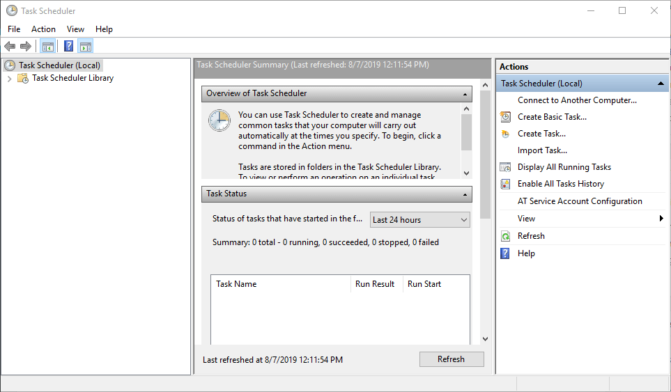Task Scheduler windows defender needs to scan your computer