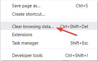 clear browsing data Error while establishing a database connection 