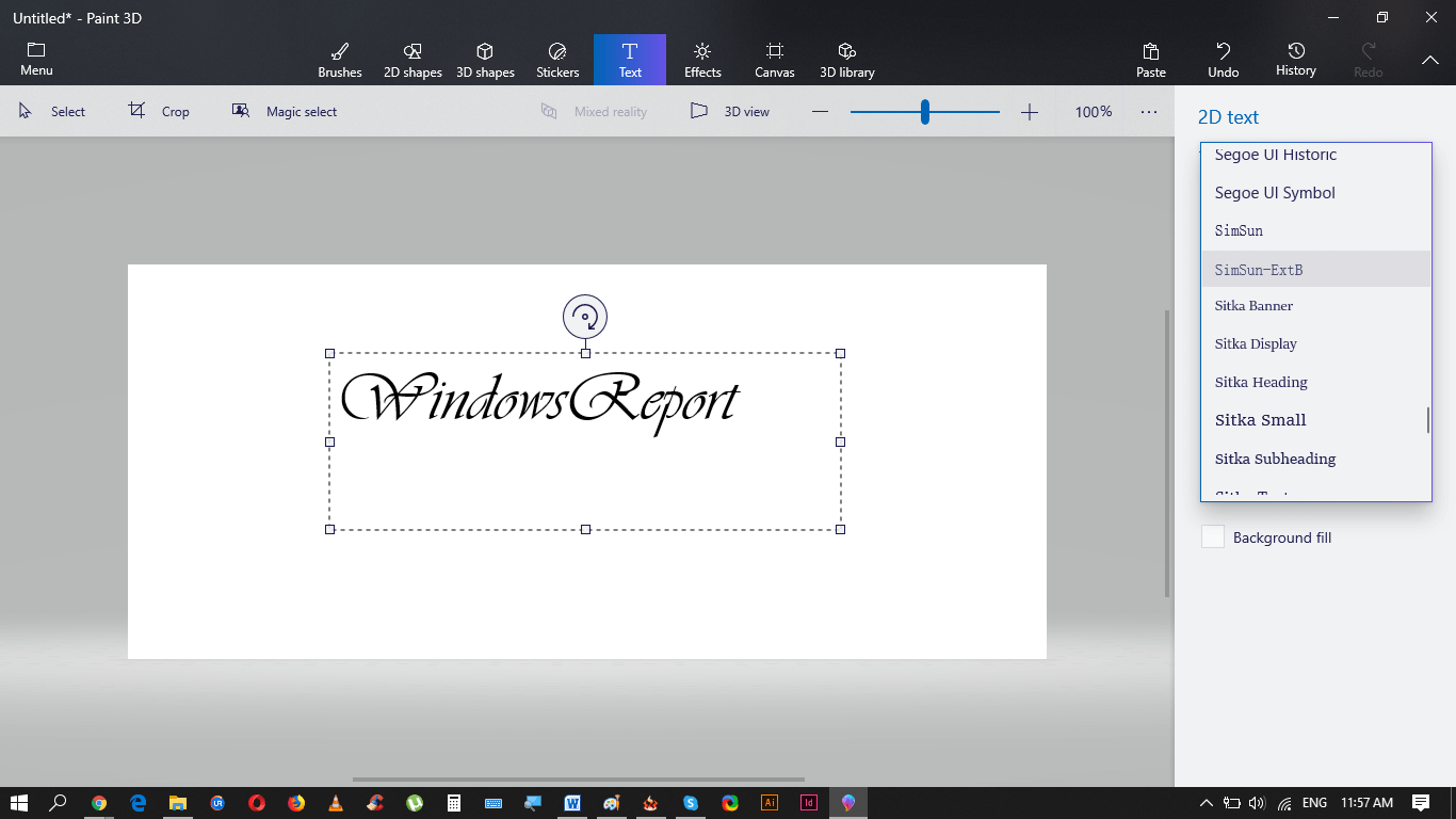 how to make a curved text in paint 3d