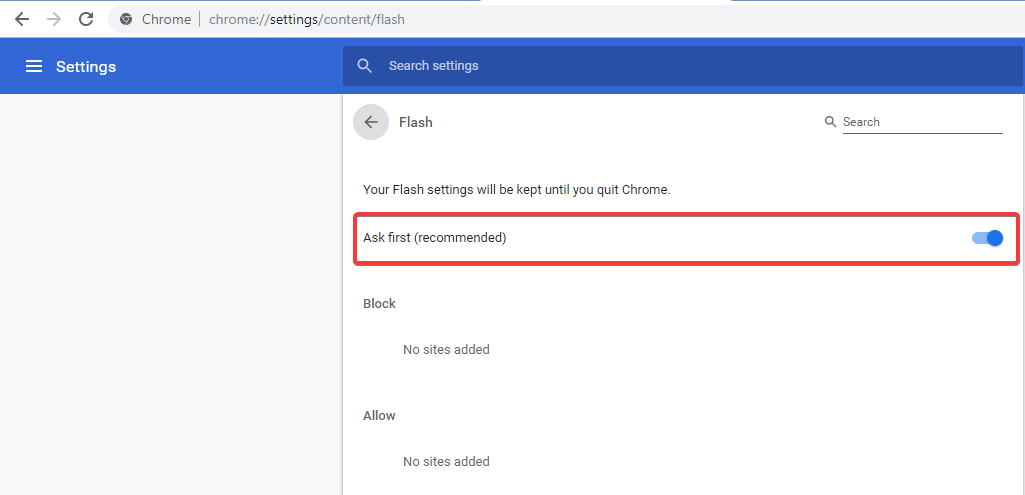 enable flash for chrome
