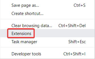 disable extensions in google