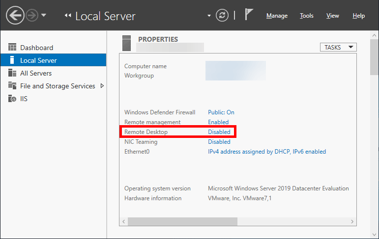 Click Disable local server windows server how to enable remote desktop