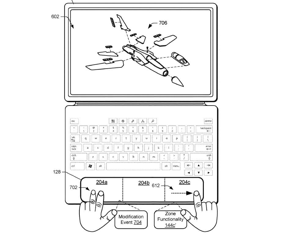 microsoft patent touchpad with zones