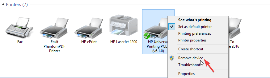 remove device printer cannot be contacted over the network
