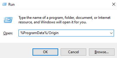 run window with command - origin unexpected error has occurred