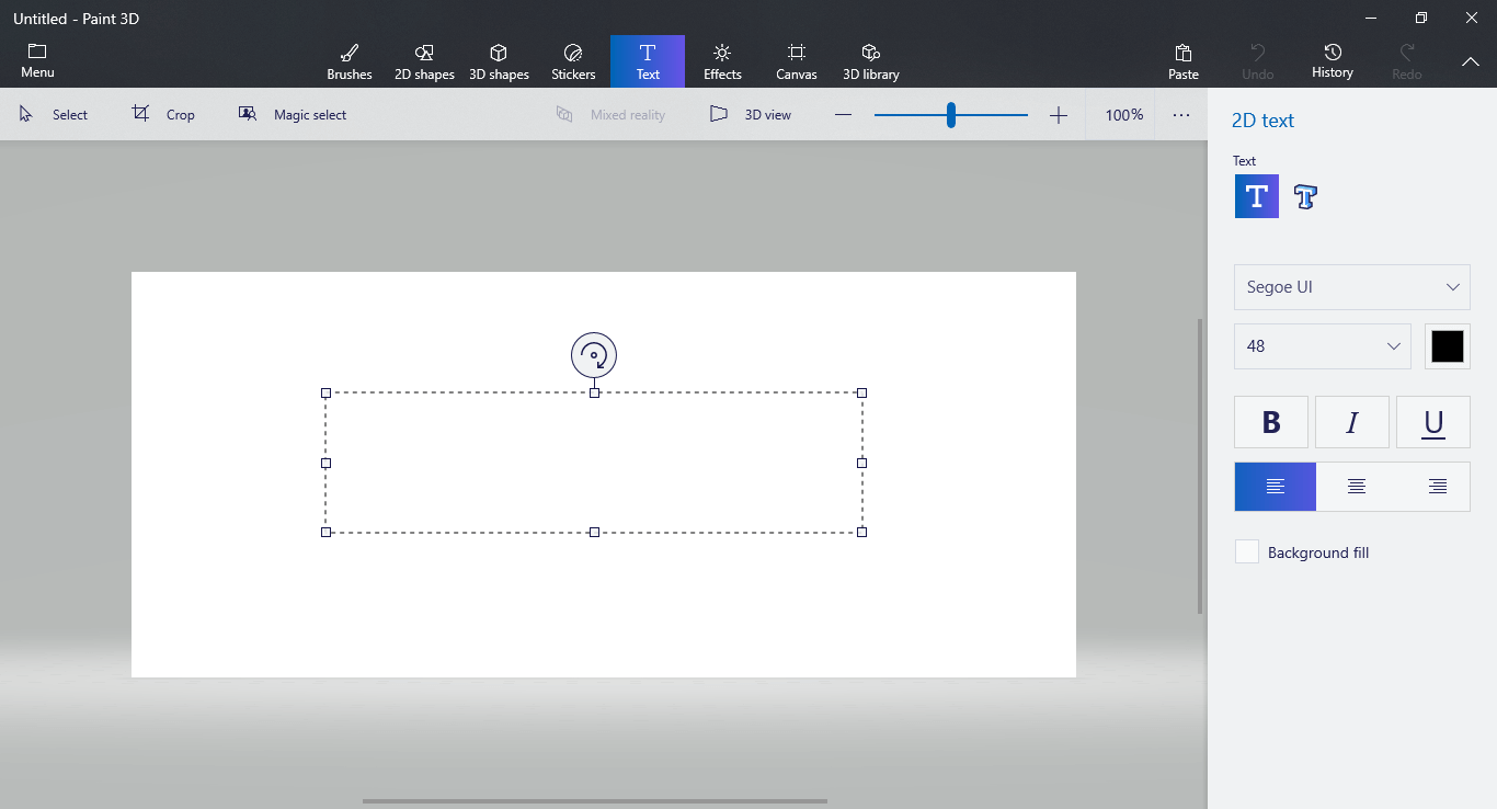 text box inside Paint3D - how to add text paint3d; how to edit text paint 3d