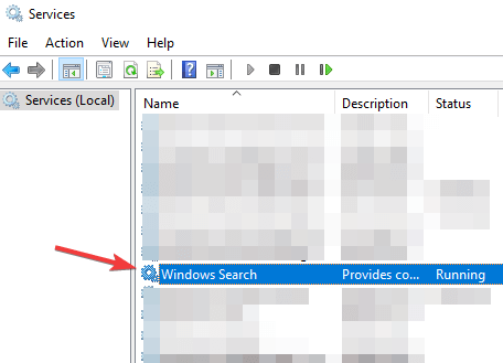 windows search service start menu can't open Windows Server