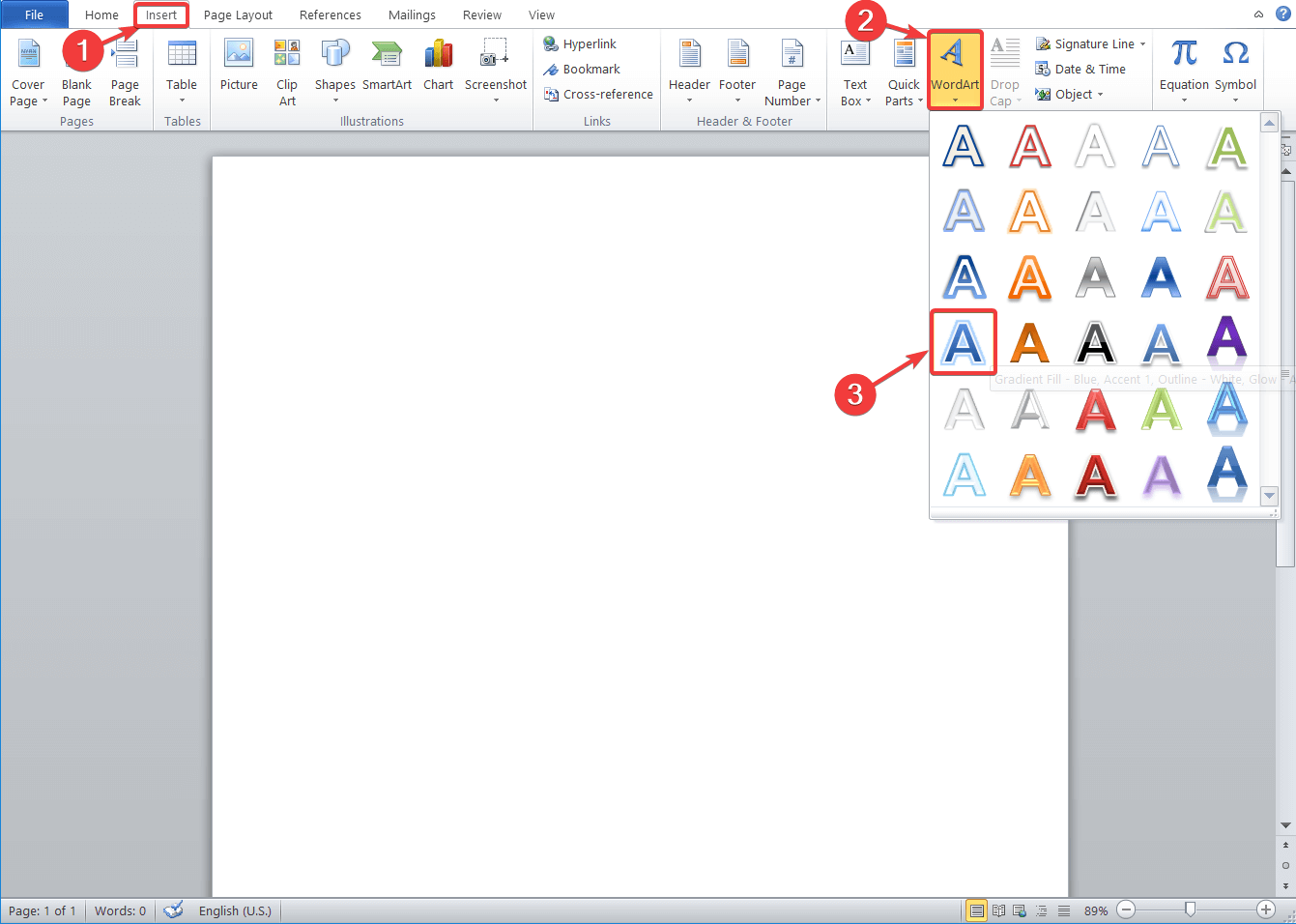 microsoft word art work in arc