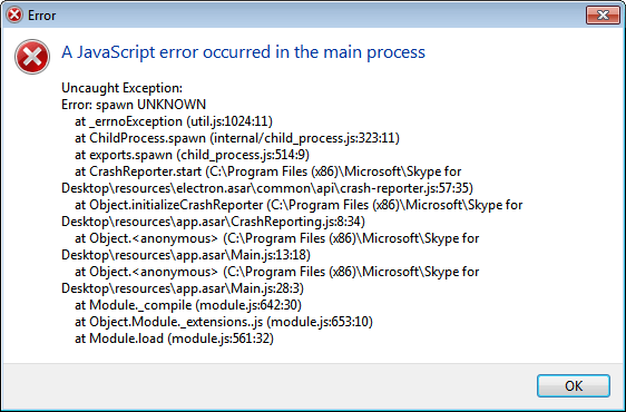 Fix A Javascript Error Occurred In The Main Process