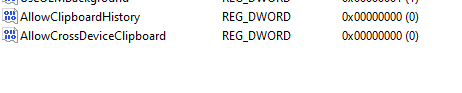 AllowCrossDeviceClipboard DWORD windows 10 clipboard history not working