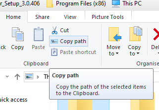 The Copy path option microsoft project won't install