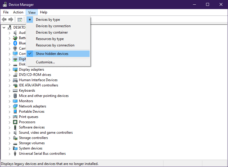Deleted a printer in Windows 10 keeps coming back Device manager show hidden device