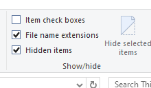 The File name extensions option dropbox error moving folder