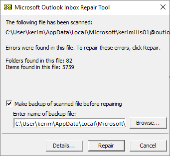 Microsft Outlook Inbox Repair outlook error 0x8004060c 