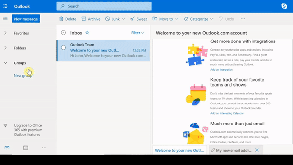 Outlook.com support for groups