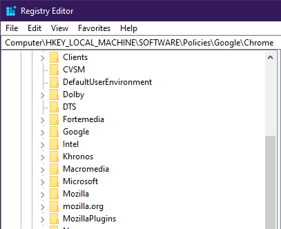 registry editor Missing incognito mode 