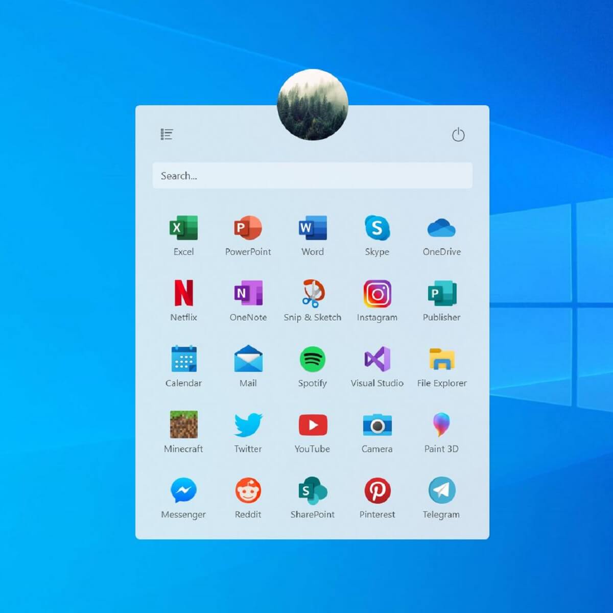 Windows 10 Start Menu concept design