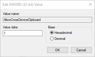 Edit DWORD window  clipboard history not working