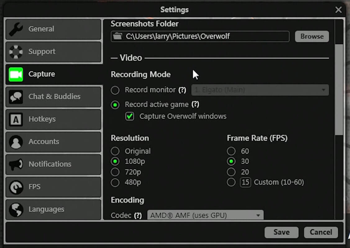 The Settings window overwolf won't stay on top