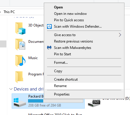 The Rename option dropbox error moving folder