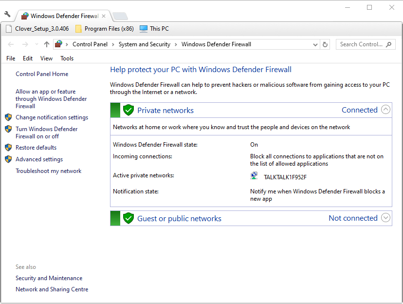 Windows Defender Firewall applet windows server not showing up in network