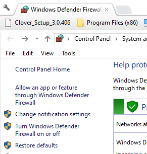 The Allow an app link windows server not showing up in network