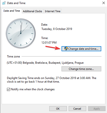 change date and time settings