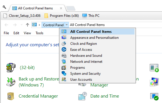 All Control Panel Items option outlook error 0x8004060c 