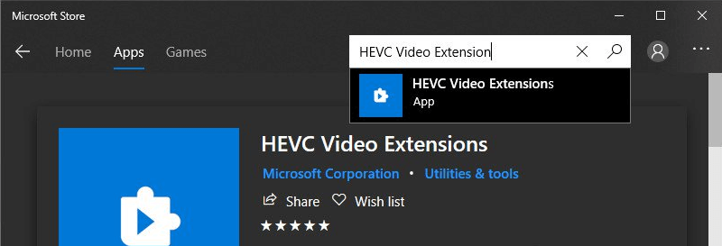 download HEVC Video extension error 0xC00DB3B2