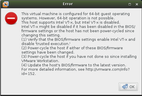error vmware