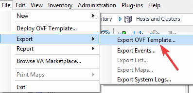 export OVF template vmware how to export a virtual machine