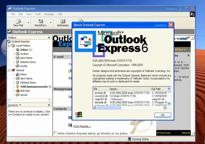 outlook express download windows 10