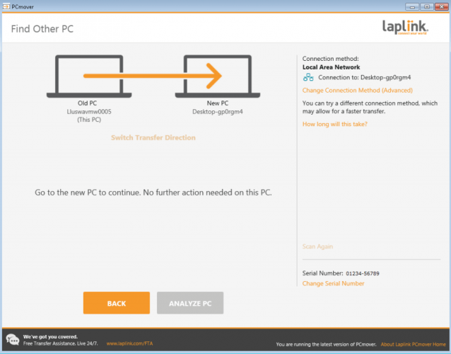 use laplink pcmover to transfer OS