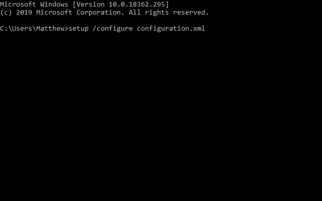 configuration xml command microsoft project won't install