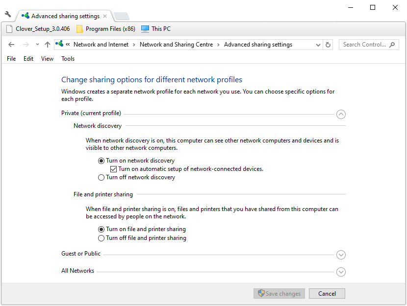 Advanced sharing settings windows server not showing up in network