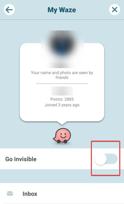 turn on invisible mode in waze