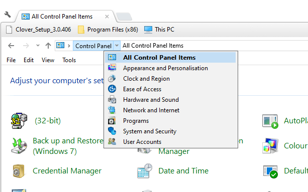 All Control Panel Items option outlook the action cannot be completed