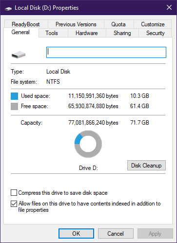 OneDrive Check Disk Space