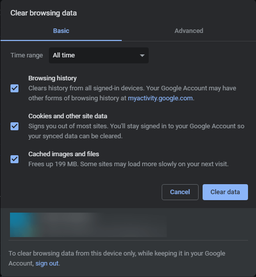 microsoft teams not loading images Chrome Clear Browsing Data