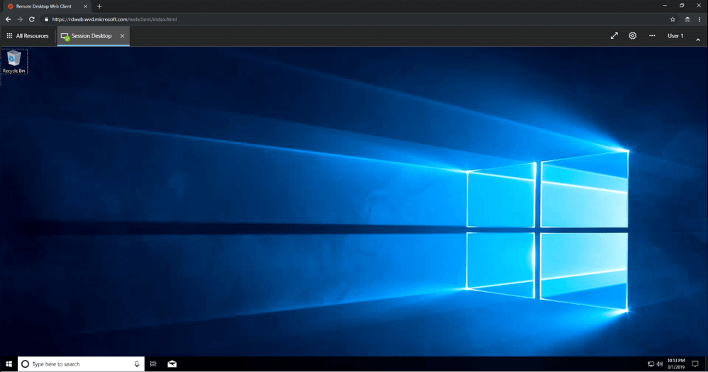 Connect to the Windows Virtual Desktop example